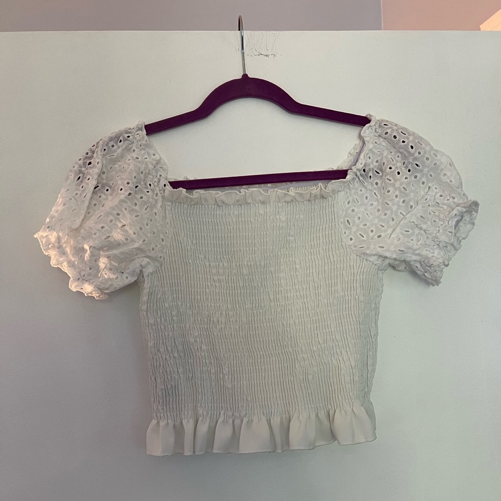 NWOT White scrunch top